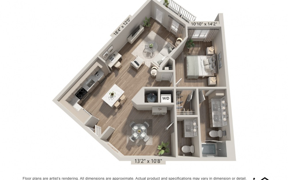 floorplan one bedroom one and a half bath furnished